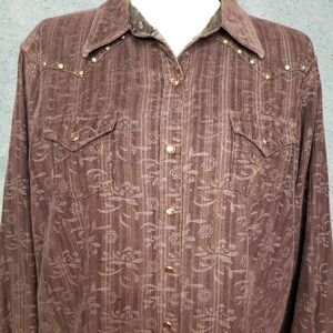 20X Pearl Snap Western Shirt Womens XL Brown Floral Long Sleeve Western Country